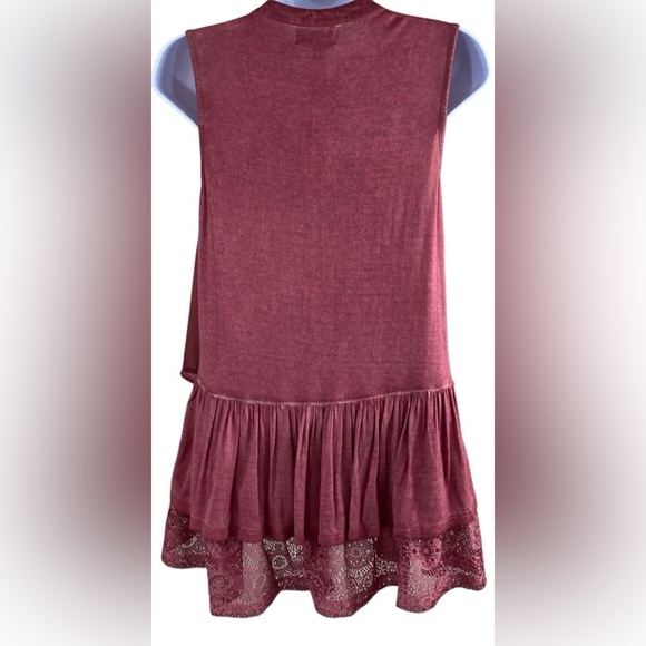 Artesia Layered Ruffle Lace Tunic Tank Shirt Women XL Dusty Rose Boho NWOT!! - Picture 8 of 12